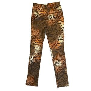 Sharagano Skinny Straight Leg‎ Pants Size 6 Stretch Animal Tiger Print